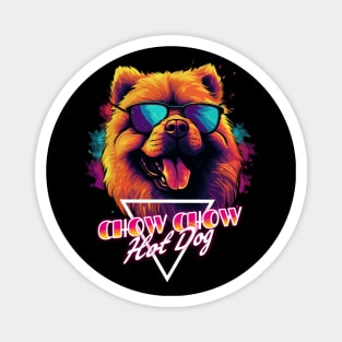 Retro Wave Chow Chow Hot Dog Shirt Magnet